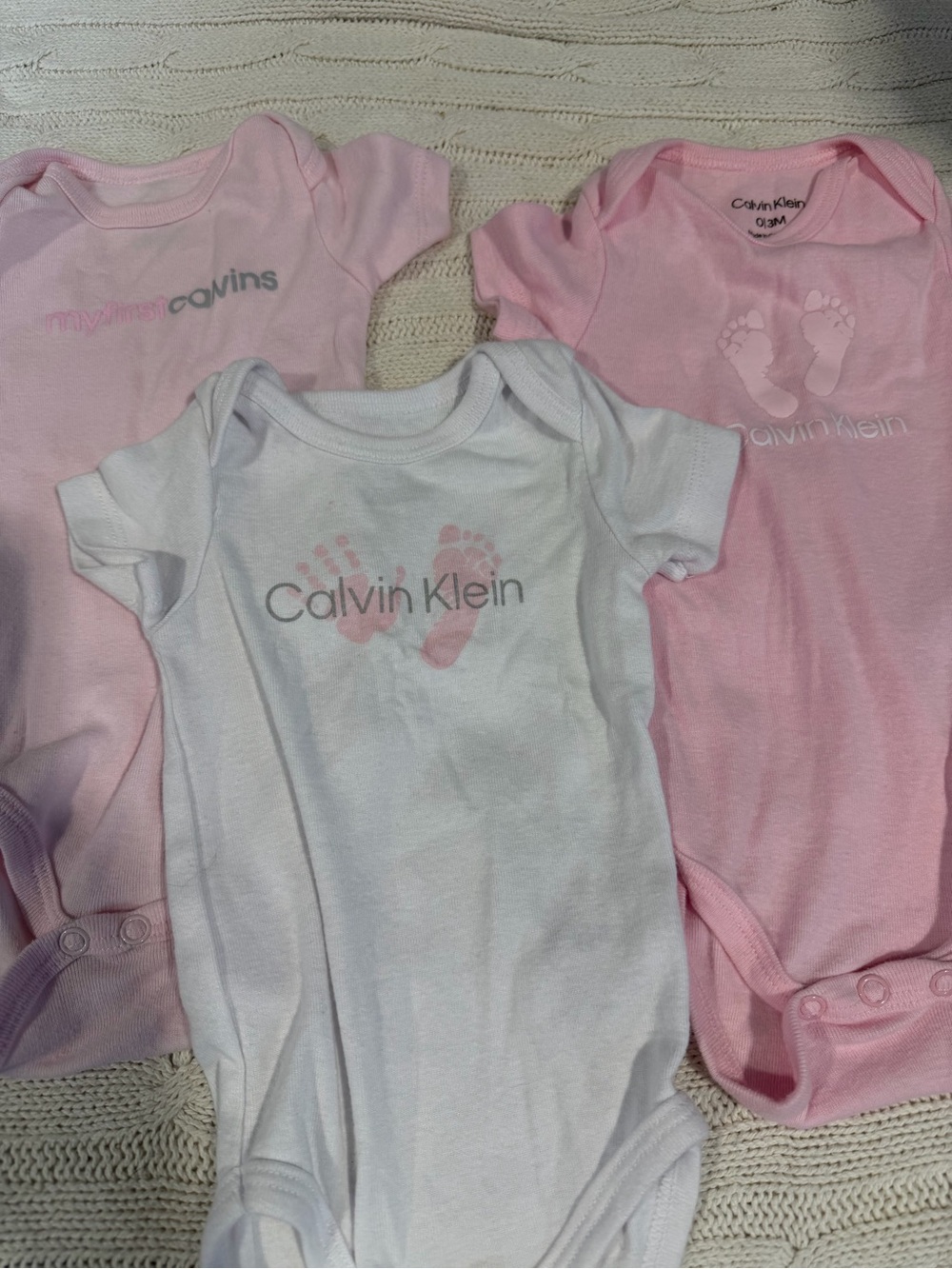 Calvin Klein Baby Bodysuits - White and Pink Set